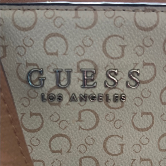 GUESS Cream and Tan Logo Satchel with Removable Strap - Picture 6 of 10